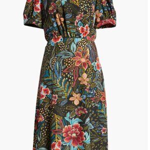 Floral Print Tie Neck Midi Dress from Nordstrom